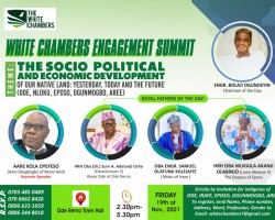 KEYNOTE ADDRESS DELIVERED ON THE 19TH OF NOV.2021 BY AARE DR KOLA OYEFESO @ THE SUMMIT ORGANIZED BY THE WHITE CHAMBERS, FOR THE PURPOSE OF PROMOTING SYNERGY AMONG THE INDIGENES OF ODE-REMO,IRAYE,EPOSO, OGUNMOGBO AND AREE COMMUNITIES IN REMO NORTH OF OGUN