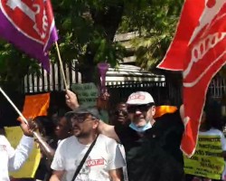 Union General de Trabadores and ex staffs of the Nigeria embassy in Spain staged mild protest...