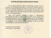 Planned national strike in South Africa 24 August 2022